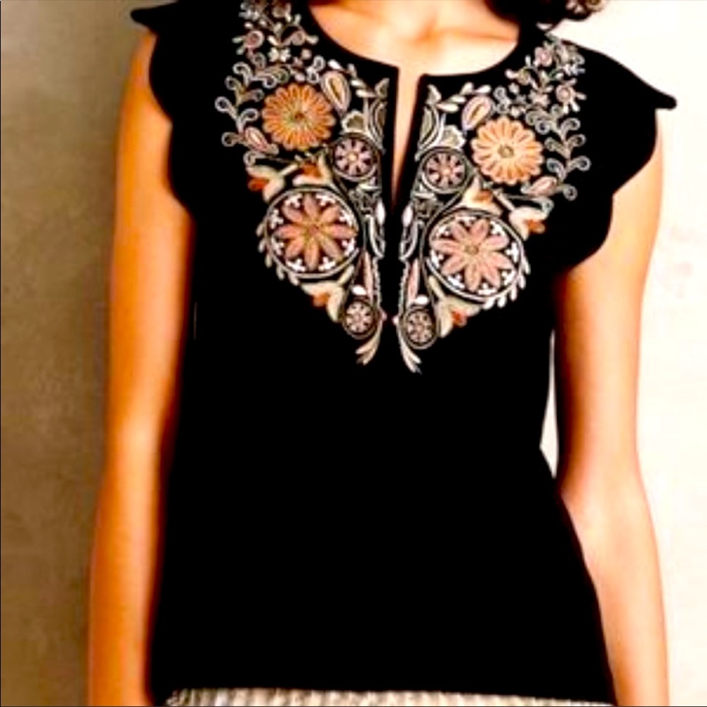 Anthropologie Akemi+Kin Embroidered Top